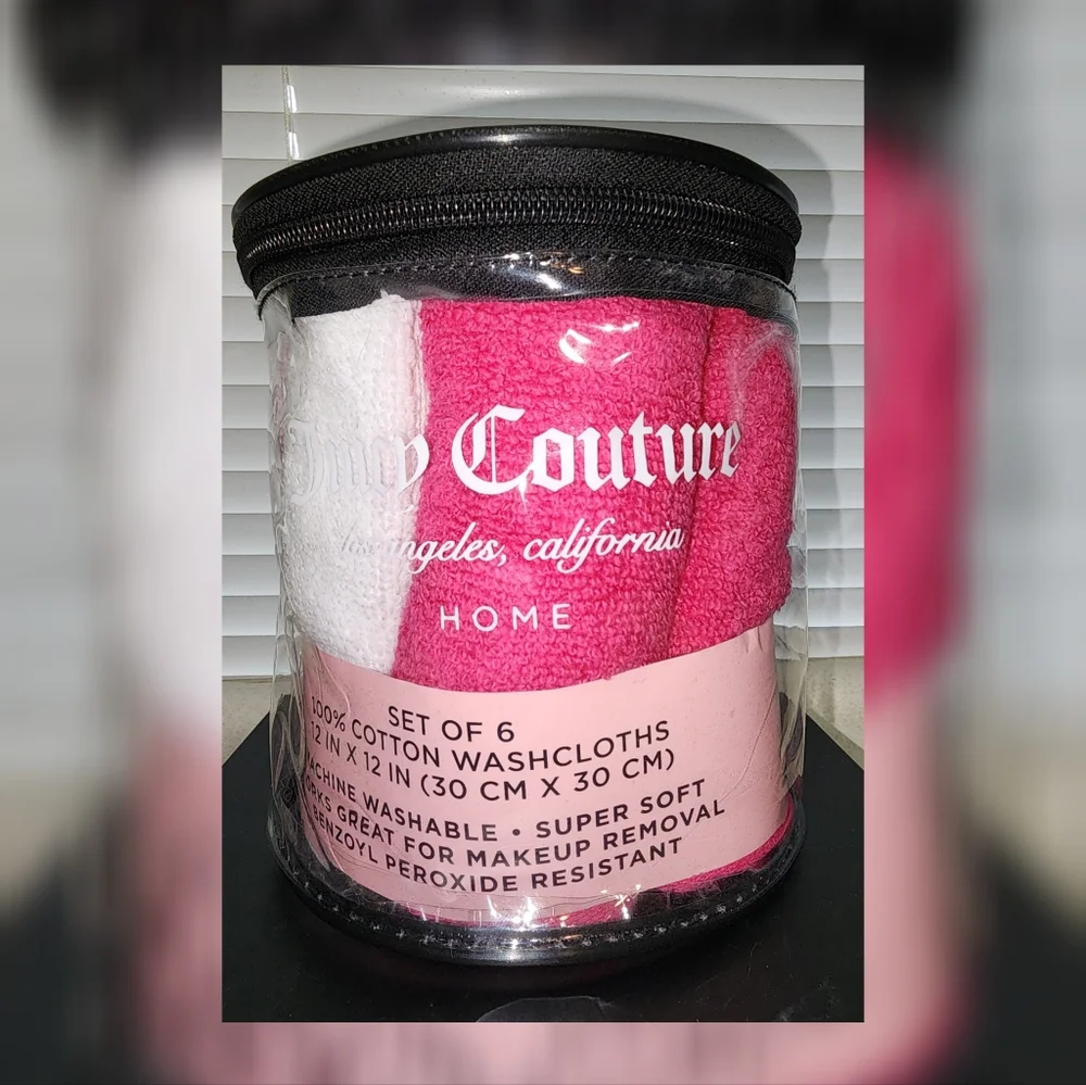 Juicy Couture Home Set of 6 Cotton Washcloths New!